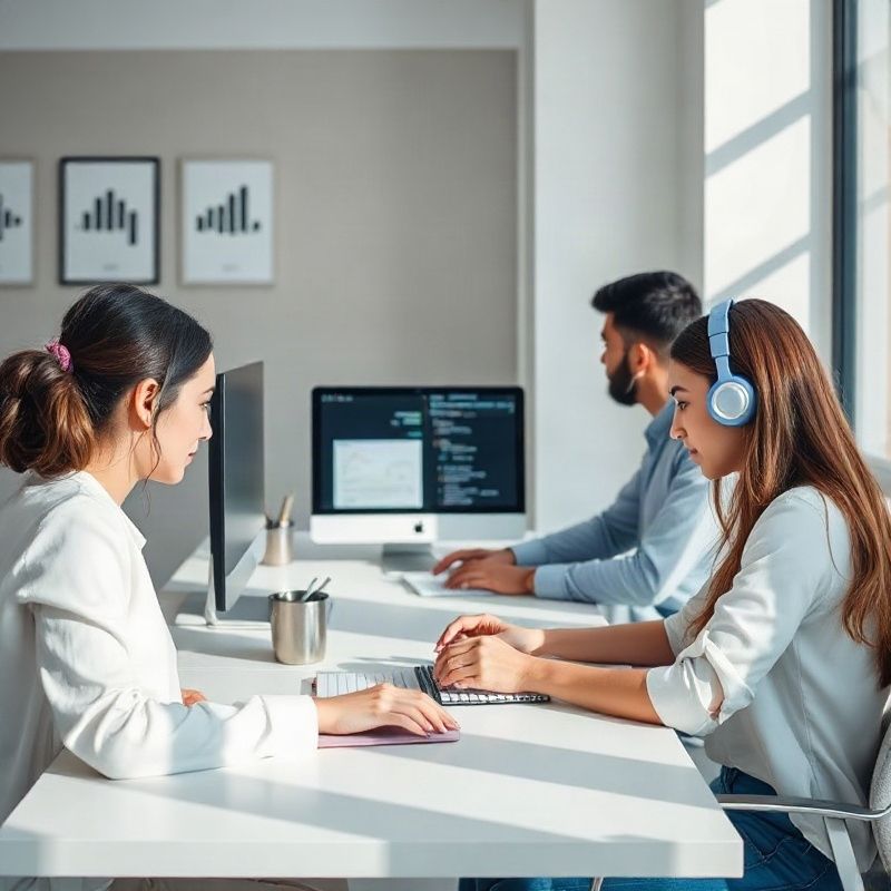 Equipo pequeño trabajando en un escritorio compartido y luminoso en Paysandú